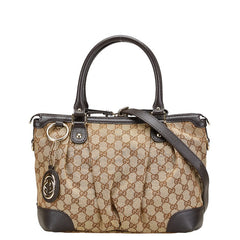 グッチ GGキャンバス スーキー ハンドバッグ ショルダーバッグ 2WAY 247902 ベージュ ブラウン キャンバス レザー レディース GUCCI 【中古】