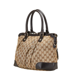 グッチ GGキャンバス スーキー ハンドバッグ ショルダーバッグ 2WAY 247902 ベージュ ブラウン キャンバス レザー レディース GUCCI 【中古】