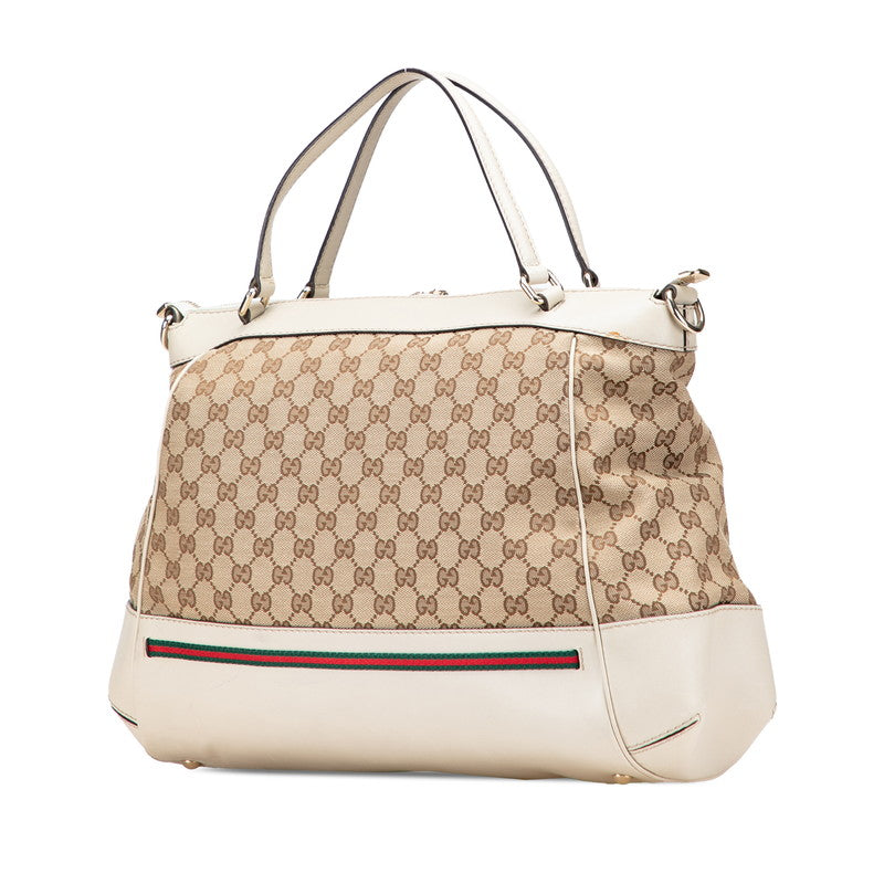 グッチ GGキャンバス メイフェア ハンドバッグ ショルダーバッグ 2WAY 257349 ベージュ アイボリー キャンバス レザー レディース GUCCI 【中古】