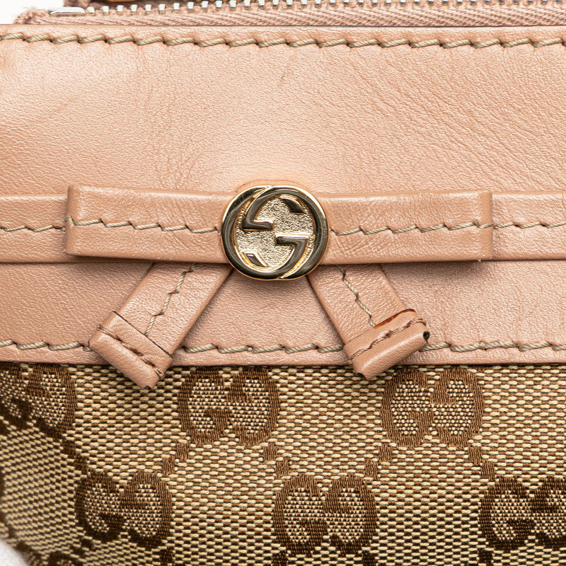 グッチ GGキャンバス プリンシー 斜め掛け ショルダーバッグ 257065 ベージュ ピンク キャンバス レザー レディース GUCCI 【中古】