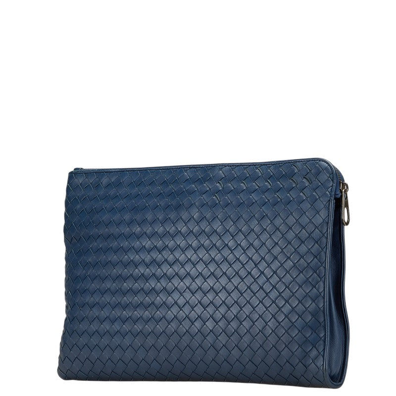 ボッテガヴェネタ イントレチャート クラッチバッグ ネイビー レッド レザー メンズ BOTTEGAVENETA 【中古】
