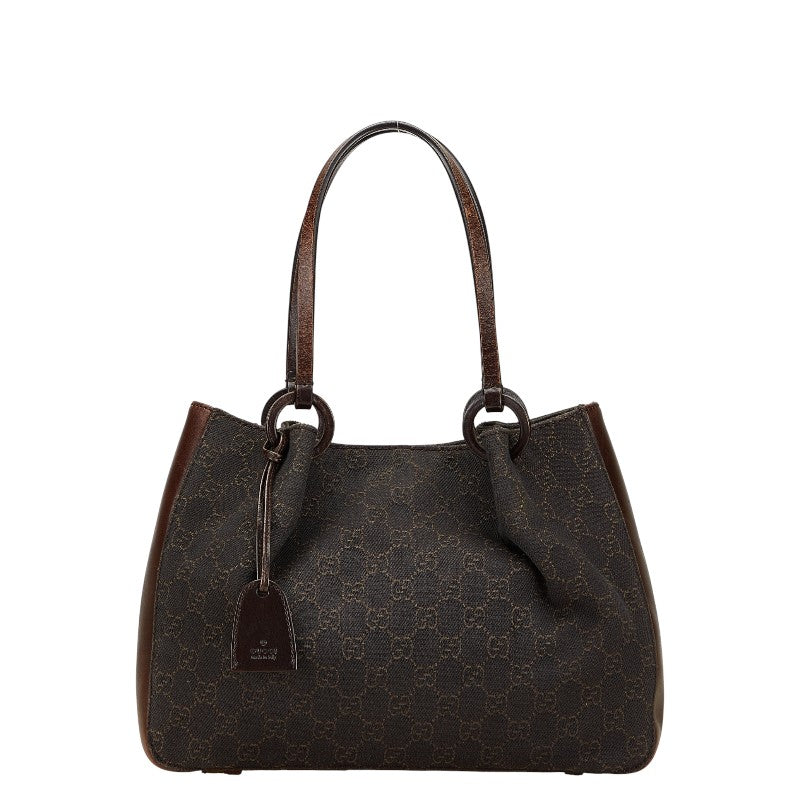 グッチ GGキャンバス ハンドバッグ 101919 ブラウン キャンバス レザー レディース GUCCI 【中古】