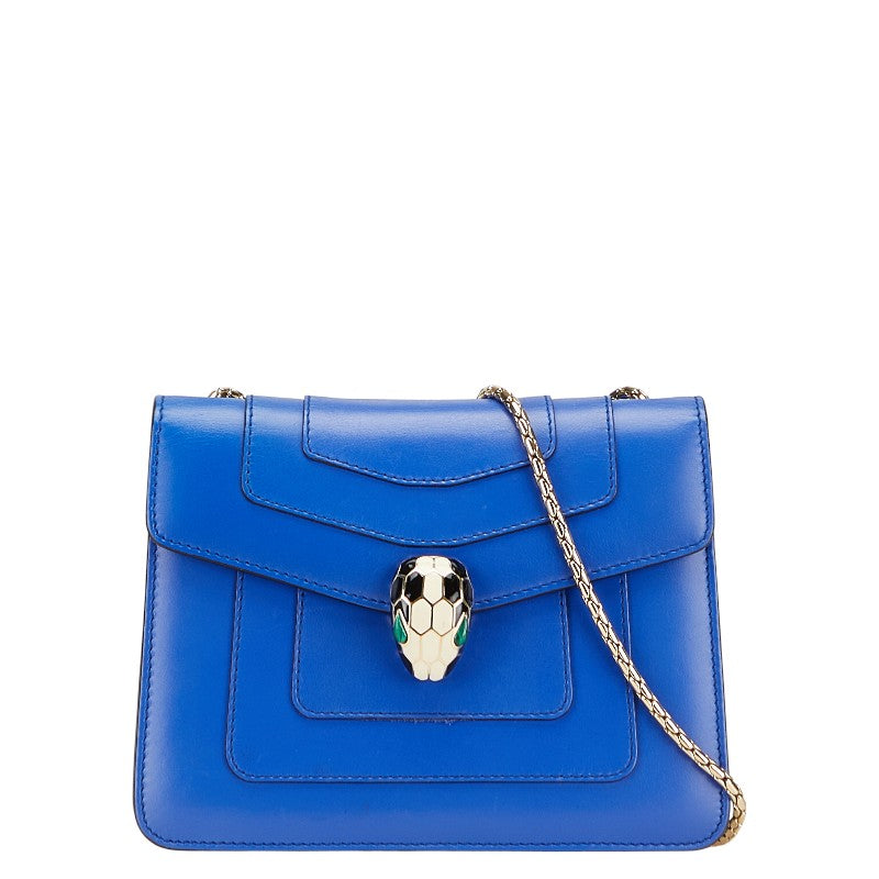 ブルガリ セルペンティフォーエバー チェーン ショルダーバッグ ブルー レザー レディース BVLGARI 【中古】