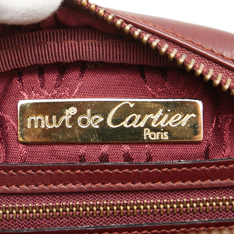 カルティエ マストライン ショルダーバッグ ワインレッド ボルドー レザー レディース CARTIER 【中古】