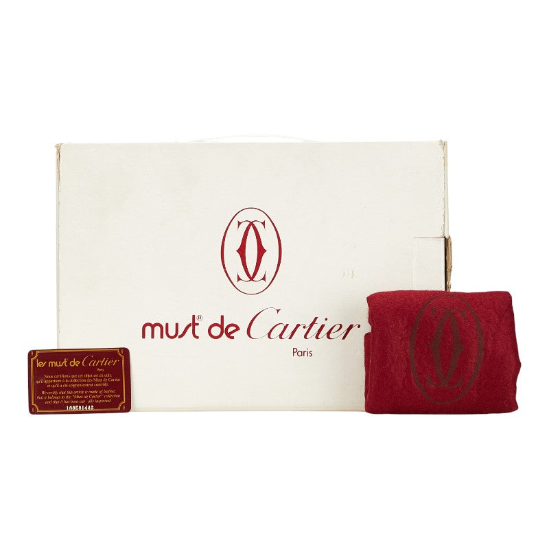 カルティエ マストライン ショルダーバッグ ワインレッド ボルドー レザー レディース CARTIER 【中古】
