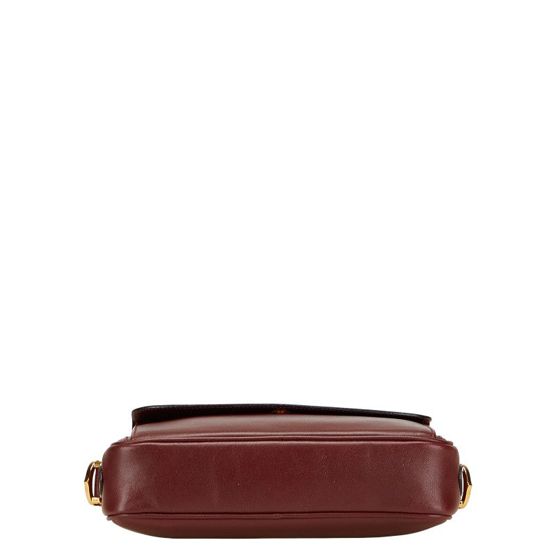 カルティエ マストライン ショルダーバッグ ワインレッド ボルドー レザー レディース CARTIER 【中古】