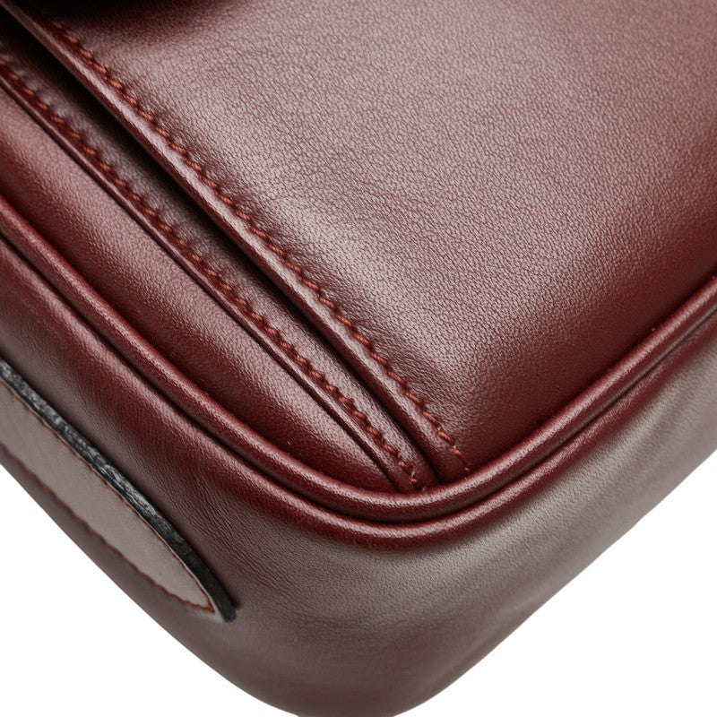 カルティエ マストライン ショルダーバッグ ワインレッド ボルドー レザー レディース CARTIER 【中古】