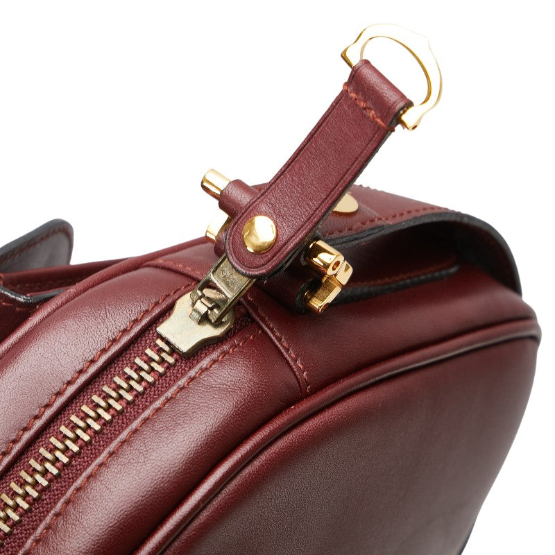 カルティエ マストライン ショルダーバッグ ワインレッド ボルドー レザー レディース CARTIER 【中古】