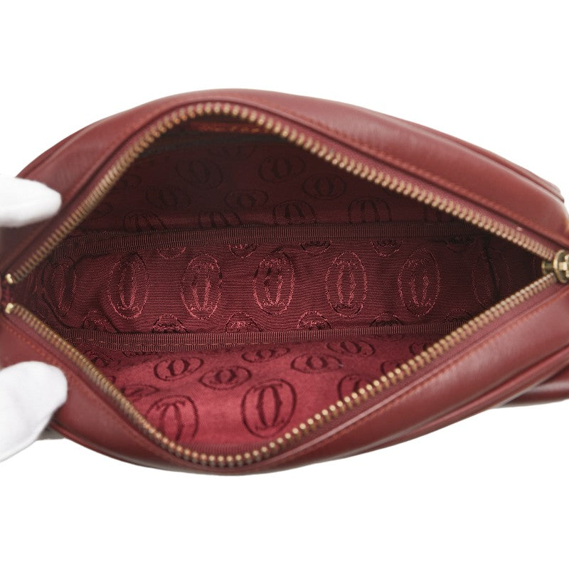 カルティエ マストライン ショルダーバッグ ワインレッド ボルドー レザー レディース CARTIER 【中古】