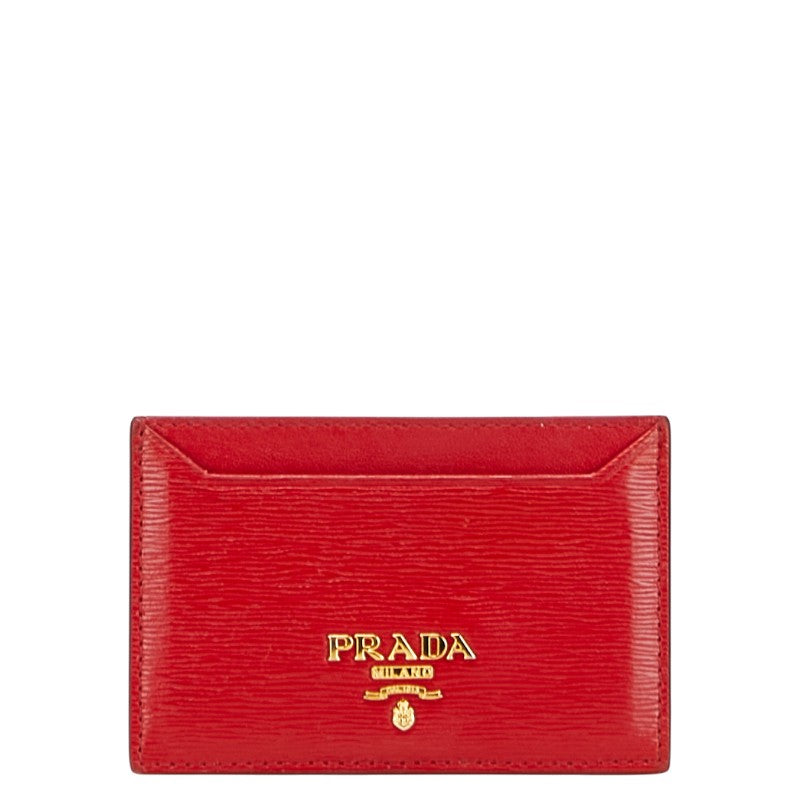 プラダ カードケース 1PG222 レッド レザー レディース PRADA 【中古】