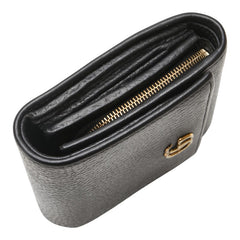 グッチ GGマーモント 三つ折り財布 ブラック レザー レディース GUCCI 【中古】