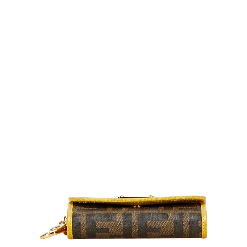 フェンディ ズッカ コインケース 小銭入れ ブラウン イエロー PVC レザー レディース FENDI 【中古】
