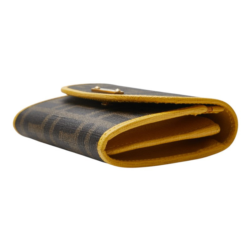 フェンディ ズッカ コインケース 小銭入れ ブラウン イエロー PVC レザー レディース FENDI 【中古】