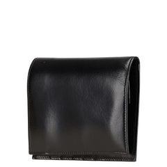 プラダ 三角ロゴプレート 二つ折り財布 Ｍ661 ブラック レザー レディース PRADA 【中古】