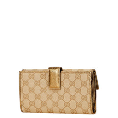グッチ GGキャンバス プリンシー 長財布 167464 ベージュ ゴールド キャンバス レザー レディース GUCCI 【中古】