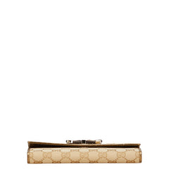 グッチ GGキャンバス プリンシー 長財布 167464 ベージュ ゴールド キャンバス レザー レディース GUCCI 【中古】