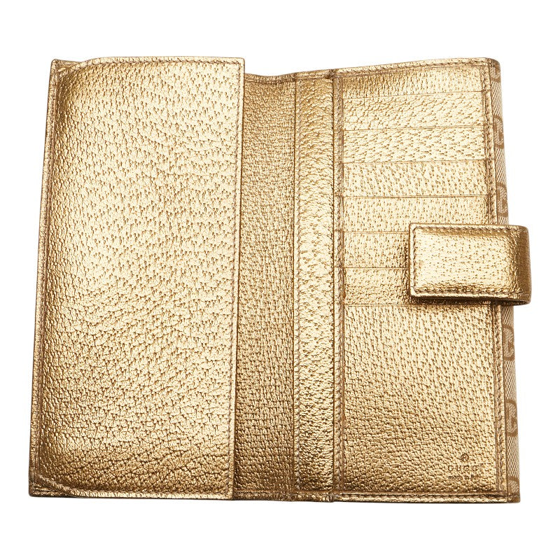 グッチ GGキャンバス プリンシー 長財布 167464 ベージュ ゴールド キャンバス レザー レディース GUCCI 【中古】