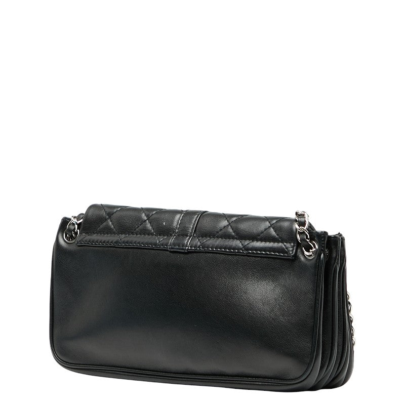 シャネル マトラッセ 2.55 チョコバー チェーン ショルダーバッグ ブラック ラムスキン レディース CHANEL 【中古】
