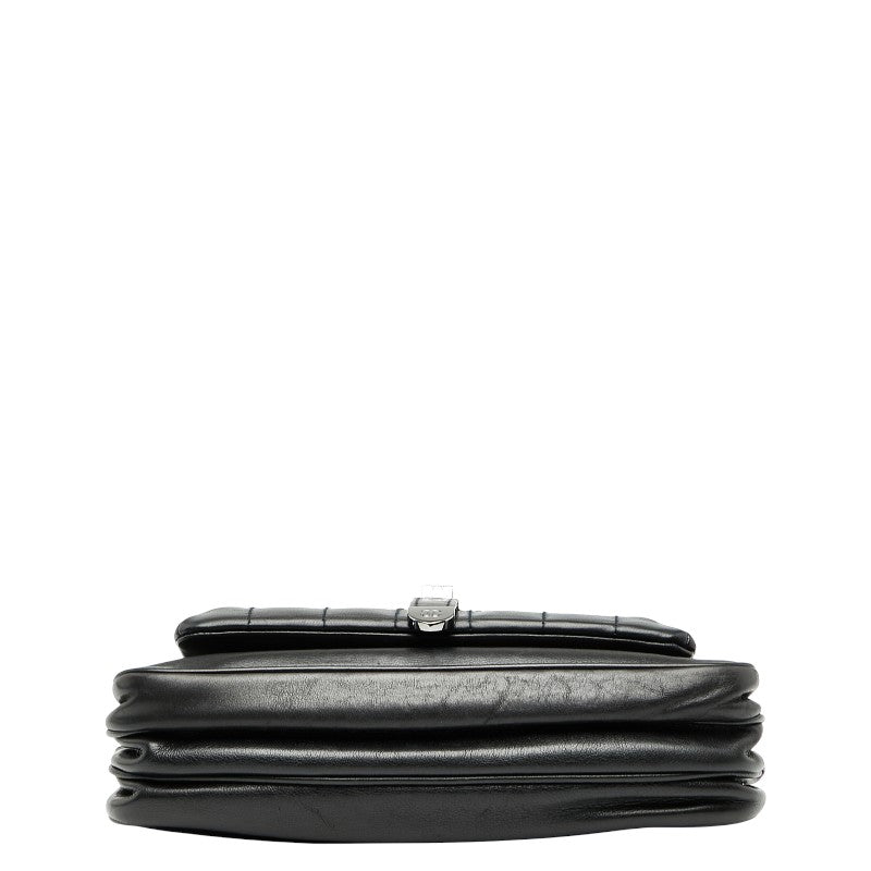 シャネル マトラッセ 2.55 チョコバー チェーン ショルダーバッグ ブラック ラムスキン レディース CHANEL 【中古】