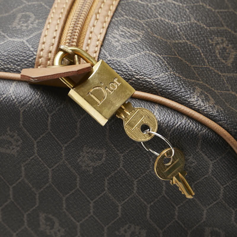 ディオール ハニカム ボストンバッグ トラベルバッグ ブラック ブラウン PVC レザー レディース Dior 【中古】