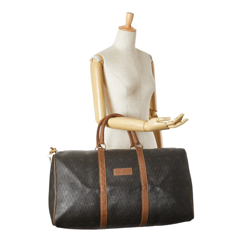 ディオール ハニカム ボストンバッグ トラベルバッグ ブラック ブラウン PVC レザー レディース Dior 【中古】