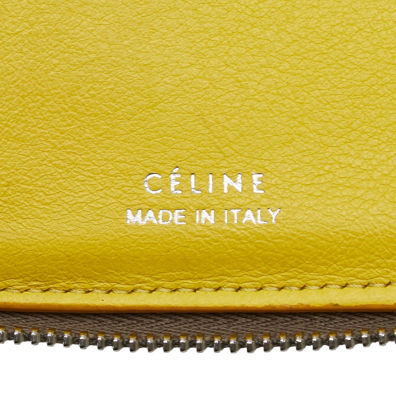 セリーヌ 二つ折り財布 ラウンドファスナー グレージュ レザー レディース CELINE 【中古】