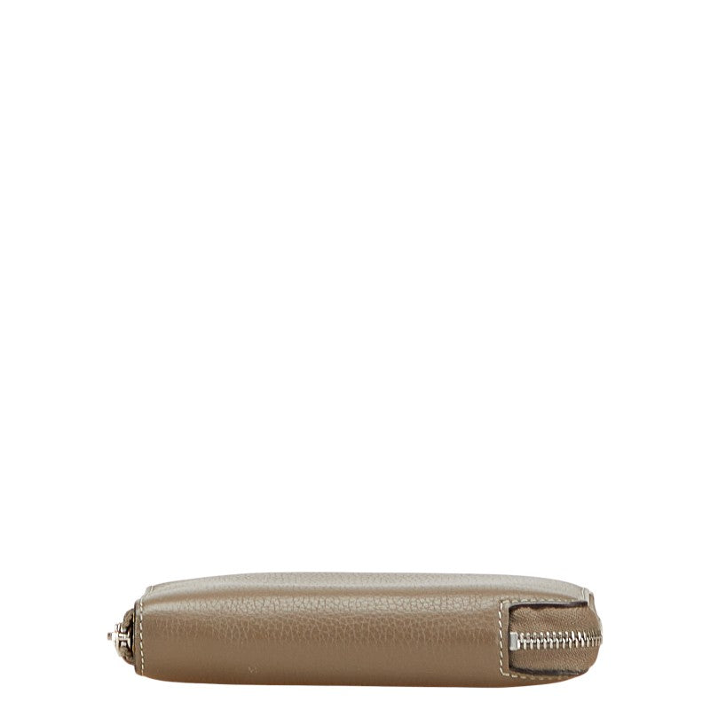 セリーヌ 二つ折り財布 ラウンドファスナー グレージュ レザー レディース CELINE 【中古】