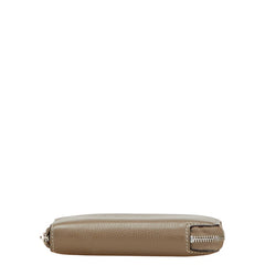 セリーヌ 二つ折り財布 ラウンドファスナー グレージュ レザー レディース CELINE 【中古】