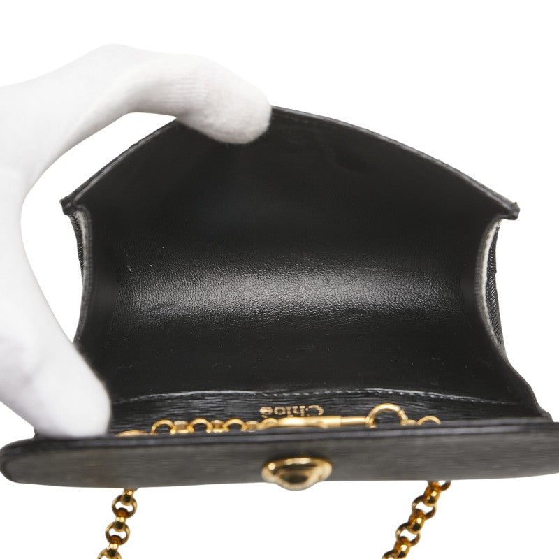 クロエ ミニバッグ チェーン ショルダーバッグ ミラー付き ブラック レザー レディース Chloe 【中古】