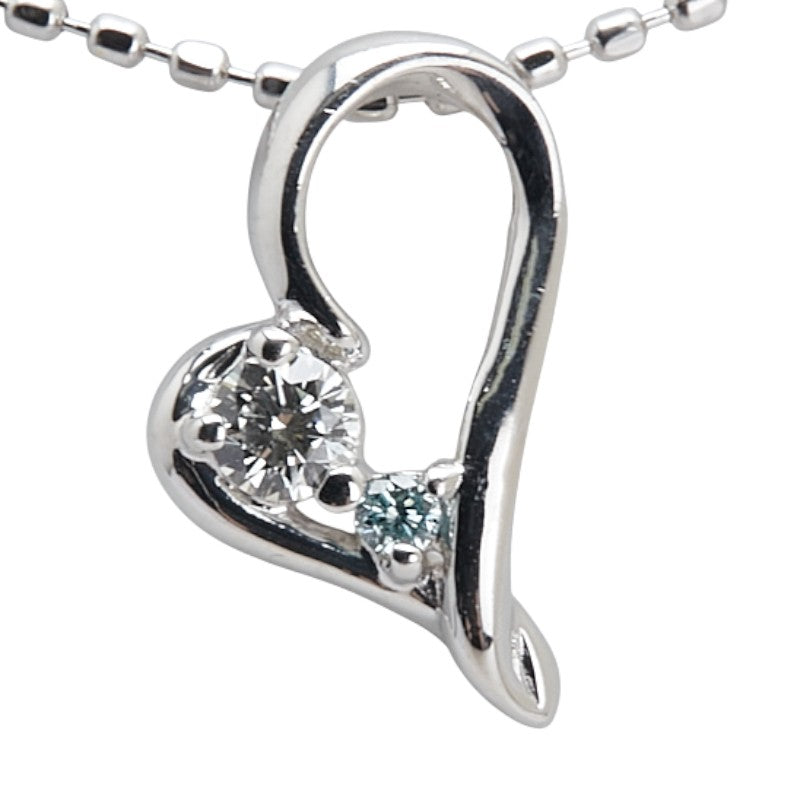 K18WG ホワイトゴールド ダイヤ0.06ct ペンダントネックレス レディース 【中古】