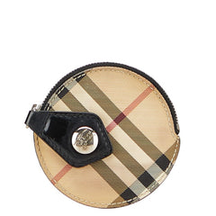 バーバリー ノバチェック コインケース 小銭入れ ベージュ マルチカラー PVC レディース BURBERRY 【中古】