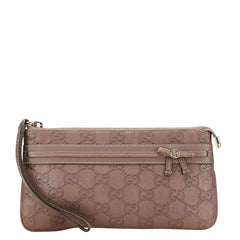 グッチ グッチシマ リボン クラッチバッグ ウォレットバッグ 256867 パープル レザー レディース GUCCI 【中古】