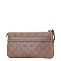 グッチ グッチシマ リボン クラッチバッグ ウォレットバッグ 256867 パープル レザー レディース GUCCI 【中古】