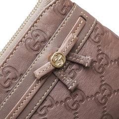 グッチ グッチシマ リボン クラッチバッグ ウォレットバッグ 256867 パープル レザー レディース GUCCI 【中古】