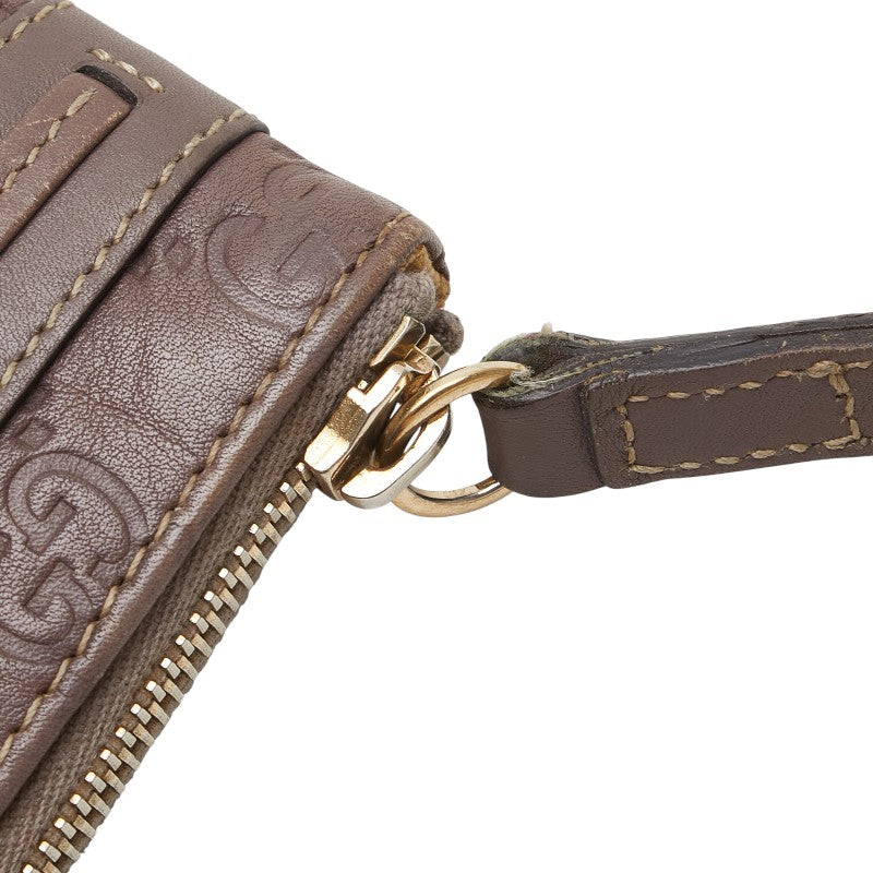 グッチ グッチシマ リボン クラッチバッグ ウォレットバッグ 256867 パープル レザー レディース GUCCI 【中古】