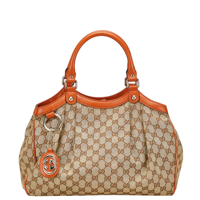 グッチ GGキャンバス スーキー ハンドバッグ 211944 ベージュ オレンジ キャンバス レザー レディース GUCCI 【中古】