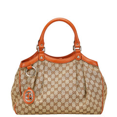 グッチ GGキャンバス スーキー ハンドバッグ 211944 ベージュ オレンジ キャンバス レザー レディース GUCCI 【中古】