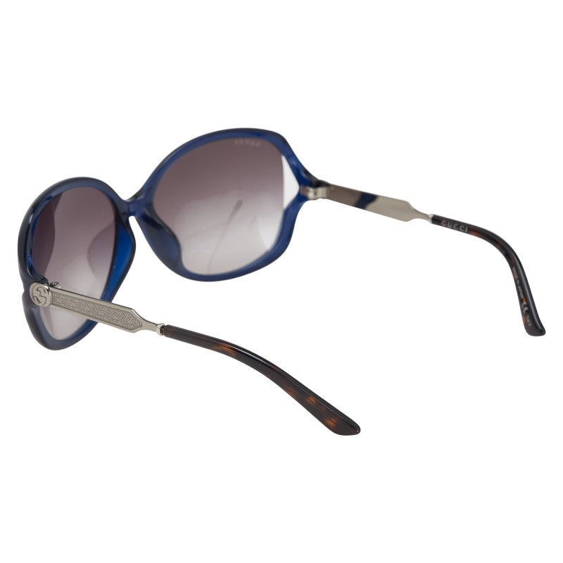 グッチ サングラス バタフライ GG0076SK ブルー シルバー ブラウン プラスチック レディース GUCCI 【中古】