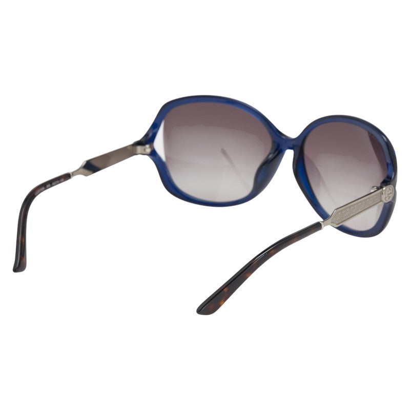 グッチ サングラス バタフライ GG0076SK ブルー シルバー ブラウン プラスチック レディース GUCCI 【中古】