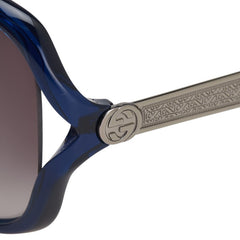 グッチ サングラス バタフライ GG0076SK ブルー シルバー ブラウン プラスチック レディース GUCCI 【中古】
