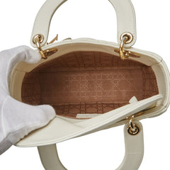 ディオール カナージュ レディディオール スモール MY ABCDIOR ハンドバッグ ショルダーバッグ 2WAY ホワイト ゴールド レザー レディース Dior 【中古】