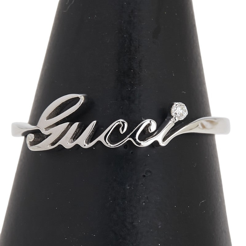 グッチ ロゴ リング 指輪 #22 K18WG ホワイトゴールド メンズ GUCCI 【中古】