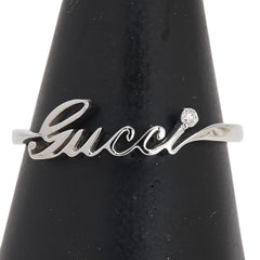 グッチ ロゴ リング 指輪 #22 K18WG ホワイトゴールド メンズ GUCCI 【中古】