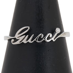 グッチ ロゴ リング 指輪 #22 K18WG ホワイトゴールド メンズ GUCCI 【中古】