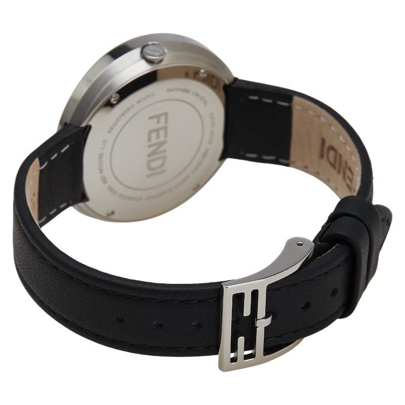 フェンディ マイウェイ 3Pダイヤ 腕時計 クオーツ シルバー文字盤 ステンレススチール レザー レディース FENDI 【中古】