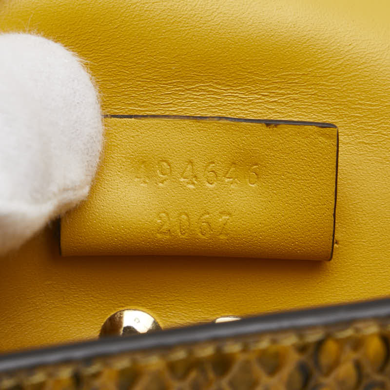グッチ シルヴィ ミニ パイソン チェーン ショルダーバッグ 494646 イエロー マルチカラー レザー レディース GUCCI 【中古】