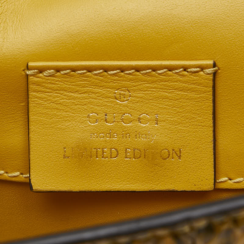 グッチ シルヴィ ミニ パイソン チェーン ショルダーバッグ 494646 イエロー マルチカラー レザー レディース GUCCI 【中古】
