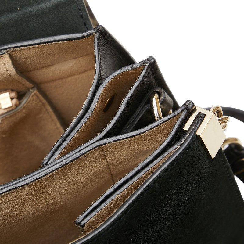 クロエ フェイ ミディアム ショルダーバッグ ブラック ベージュ パイソン レザー スウェード レディース Chloe 【中古】