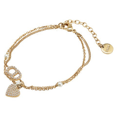 ディオール CDロゴ ハート ブレスレット ゴールド メッキ フェイクパール レディース Dior 【中古】