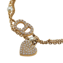 ディオール CDロゴ ハート ブレスレット ゴールド メッキ フェイクパール レディース Dior 【中古】